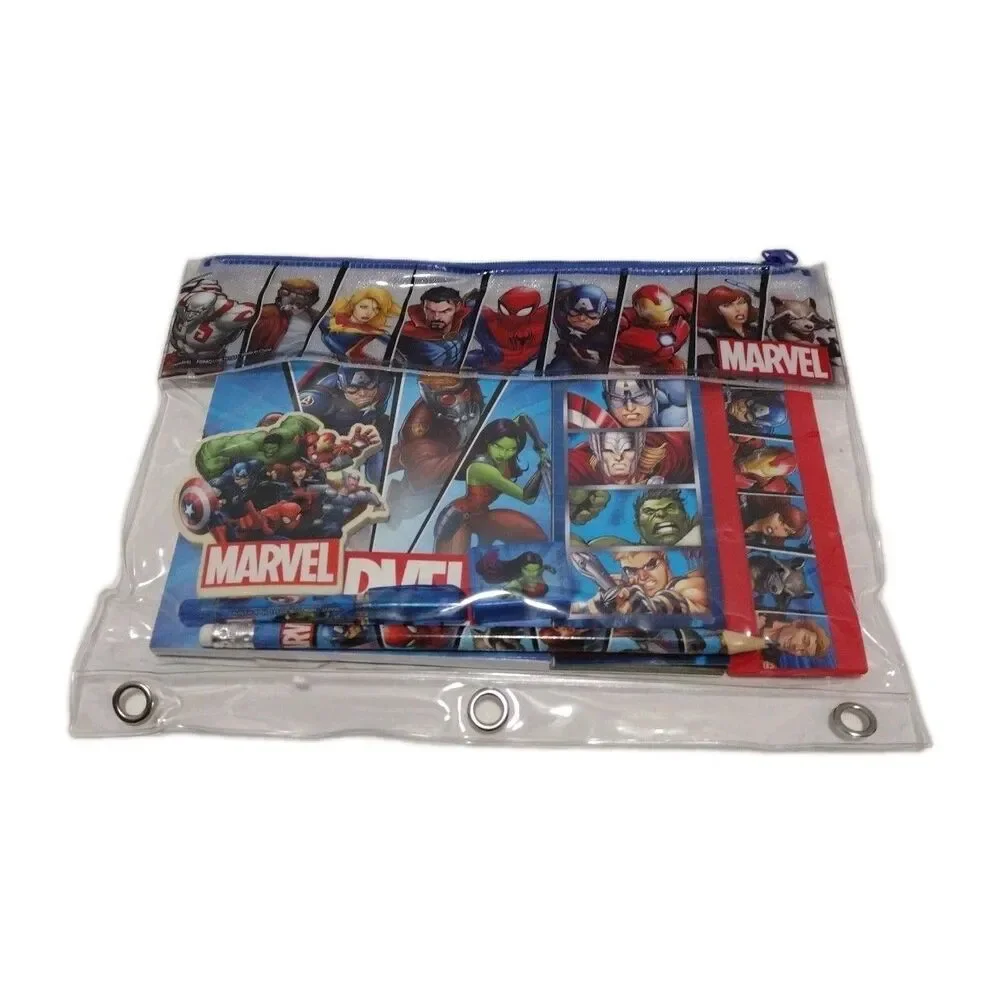 Marvel Avengers Soft Pencil Case School Supplies 8-pc Kit Sticker Book Notepad
